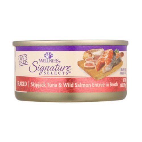 웰니스 캣 코어 시그니쳐 셀렉트 플레이크 참치와 연어 캔 79g (24개)_이미지