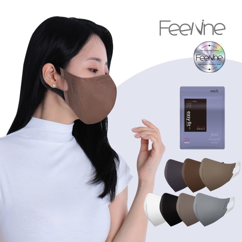 1+1 총 50매 이지핏 패키지 새부리형마스크 2D 컬러 귀편한 넓은 부직포끈 25매+25매