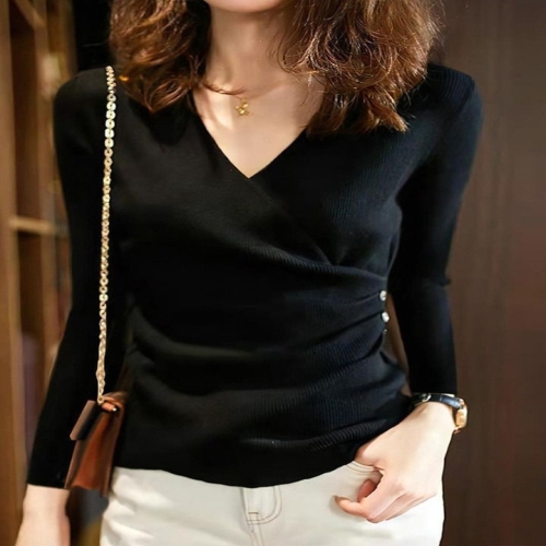 클라셰 랩슬림드레이프니트_CF5FKN003C-F 블랙 FF 55-66_이미지