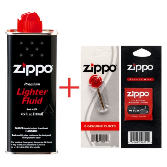 지포(ZIPPO) 라이터 오일 133ml+부싯돌(6개입)+심지(10cm)