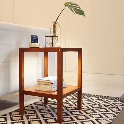 벤트리 브라우니 사각 원목 2단 선반_이미지