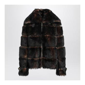 펜디 Brown sheepskin jacket with nappa leather trim FM5426AYLH/XL_ -F0QD9 T