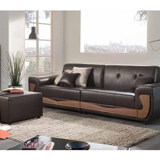 동서가구 비제이 이더블 라텍스탑 가죽소파 4인용 (스툴포함)_이미지