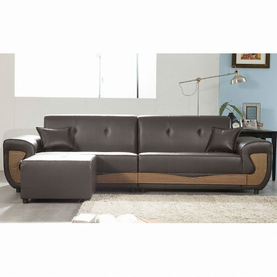 동서가구 비제이 이더블 라텍스탑 가죽소파 4인용 (스툴포함)_이미지