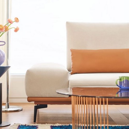 에싸 페르소나 스윙기능 리브 패브릭 소파 4인용 (스툴포함)_이미지