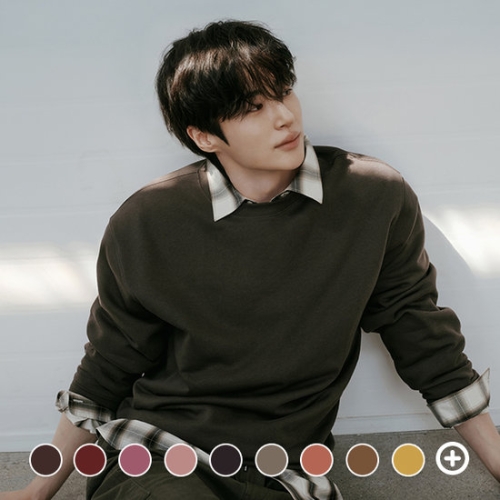 남성 겨울 기모 라운드넥 기본핏 솔리드 무지 면 맨투맨 티셔츠 025920