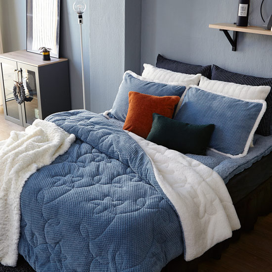 자연미학 양털형 극세사 위드 차렵 토퍼세트 (퀸 Q)_이미지