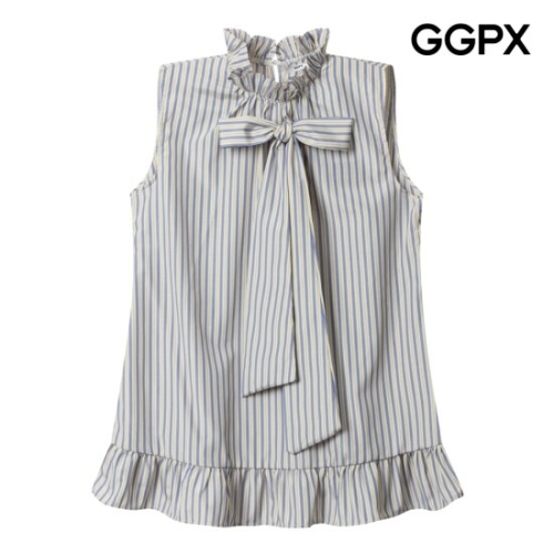 연승어패럴 GGPX 프릴 타이넥 민소매 롱 블라우스 GP3SH060F_이미지