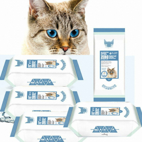 유승산업 고양이용품/고양이물티슈/고양이 제로 그루밍 안심 물티슈 ZERO 30매×5개_이미지