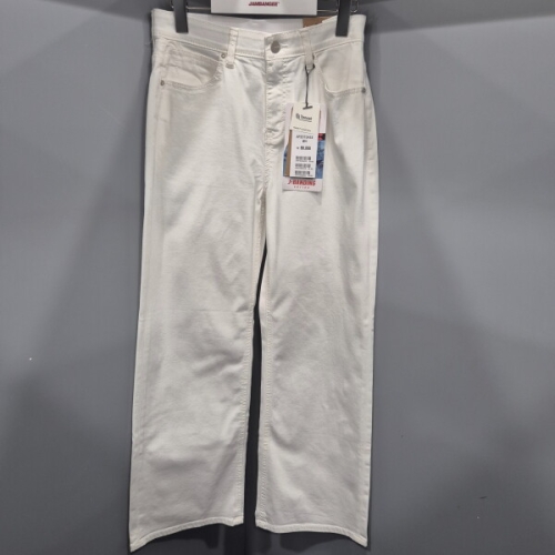 잠뱅이 패플 여성 화이트 오비안밴드 노멀워싱 와이드핏 데님팬츠/AP2DTG_이미지