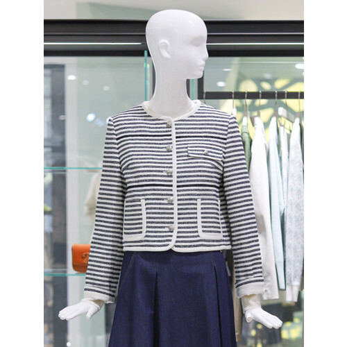 대현 쥬크 노카라 라운드넥 스트라이프 자켓 Z241MSF007