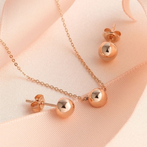 비앤비골드 14K 클래식 하프볼 주얼리세트 (귀걸이+목걸이)_NPS29327