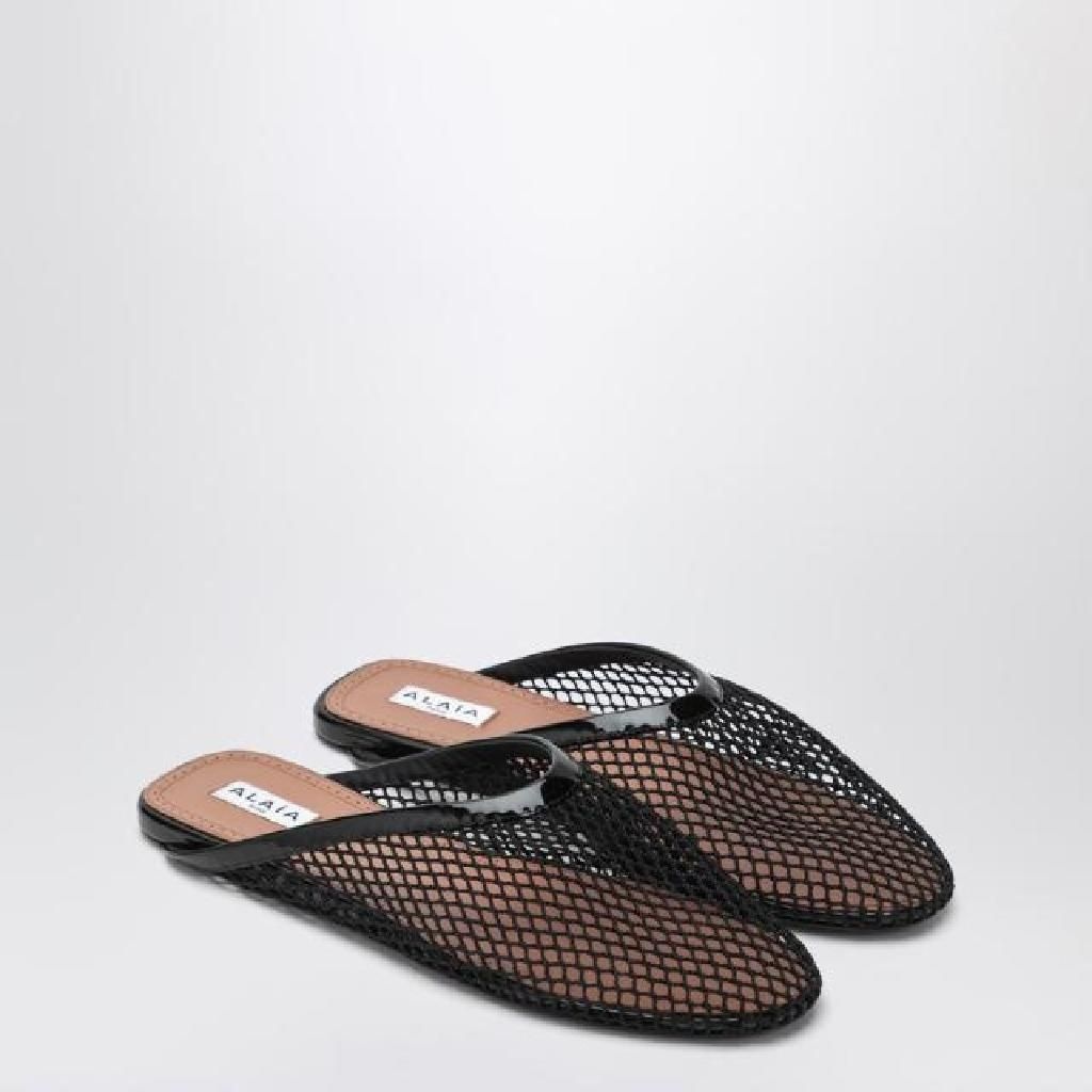 알렉산더맥퀸 Flat mules black in mesh AA3M081TK007LE/XL_ALAIA-999_500-38 Black