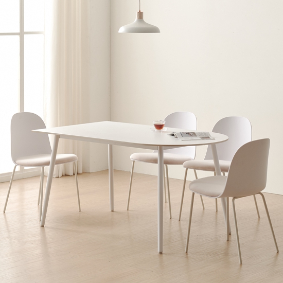 보니애가구  아그네스 반타원 포세린 세라믹 식탁 1400 (의자4개)
