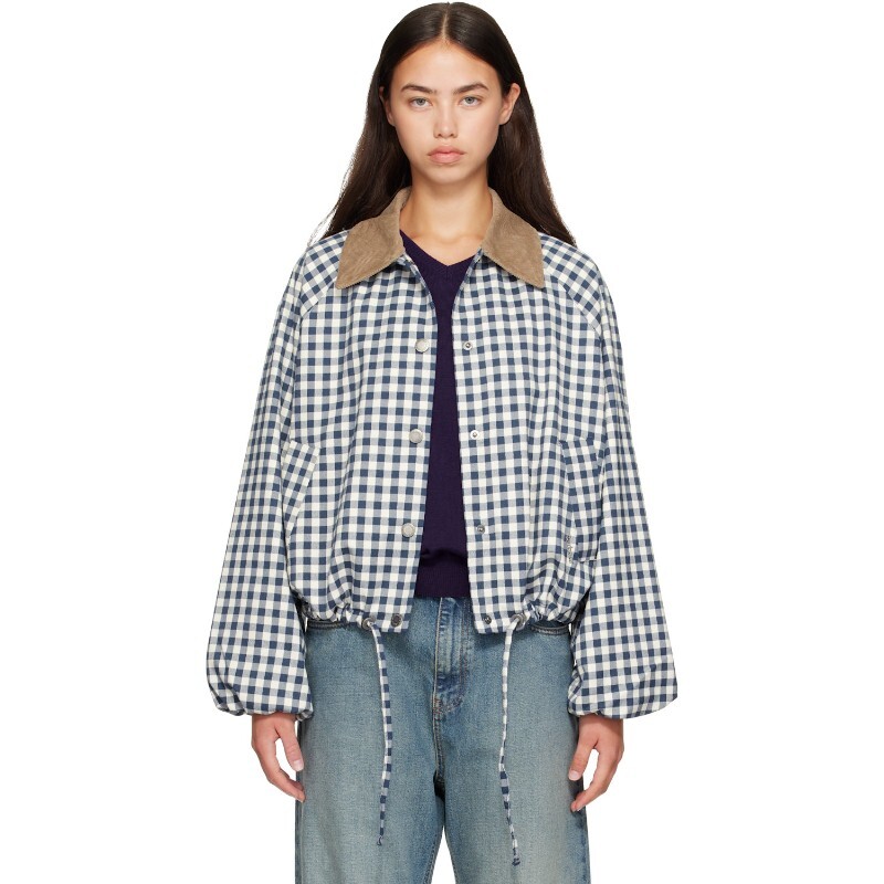 바버 블루 화이트 오빙엄 깅엄 체크 캐주얼 재킷 LCA0385 NY91 Gingham_이미지
