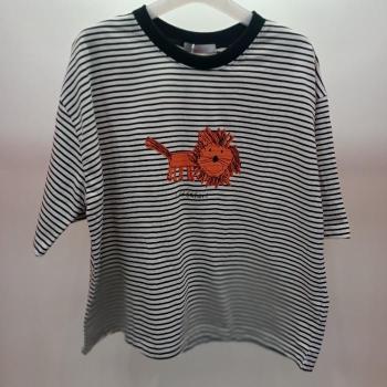 라티움 HC06 국내생산 면100 세미크롭 사파리단가라 5부반팔 면티 T2621ts03B