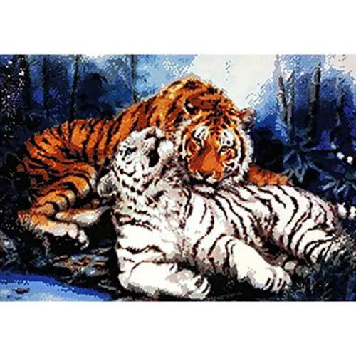 케이엠엘리 패브릭형 보석십자수 호랑이 커플