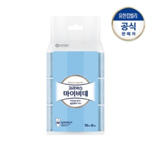 유한킴벌리 크리넥스 마이비데 클린케어 미니 화장실용 물티슈 10매 (6팩)