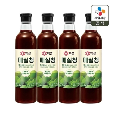 CJ제일제당 백설 매실청 1.025kg (4개)_이미지