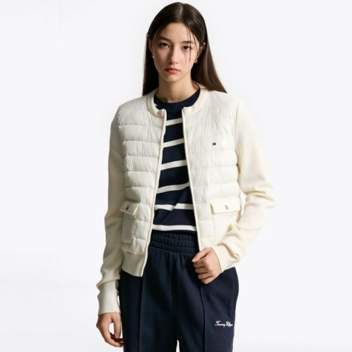 타미힐피거 여성 니트 믹스 패딩 점퍼 T22F7QJC051WT1