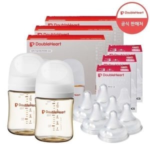 더블하트 모유실감 3세대 PPSU 제뉴인화이트 160ml (젖병 6개 + 젖꼭지 6개)