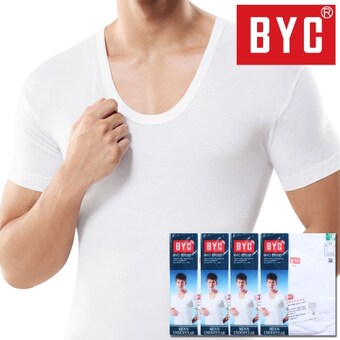 BYC <b>남성</b> 순면 반팔 메리야스 <b>런닝</b> 4매 빅사이즈 95-110