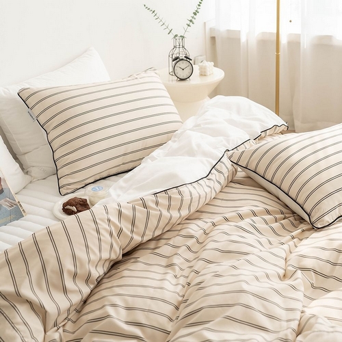 아토앤알로 뉴트럴 스트라이프 먼지없는 양면 이불커버 (싱글 S/슈퍼싱글 SS)_이미지