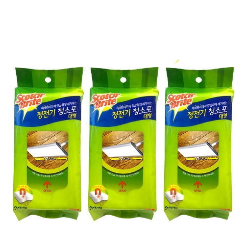 정전기 청소포 대형 30매 막대걸레용 37cm 부직포 3개