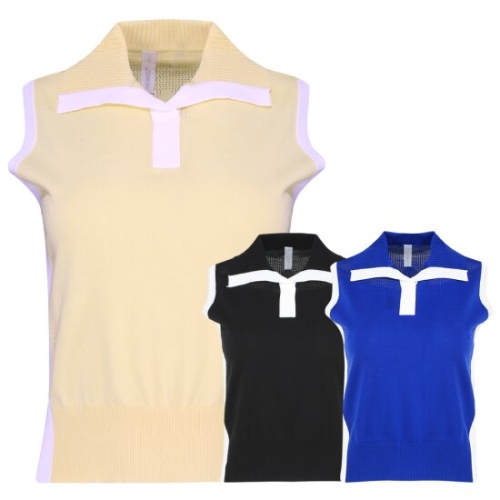 페라어스 여성 배색 니트 여름 골프조끼 AVM54R6442