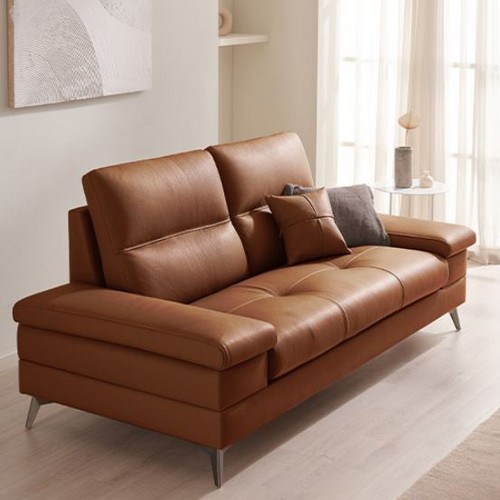 삼익가구 사이먼 천연통가죽 소파 3인용 (스툴포함)_이미지