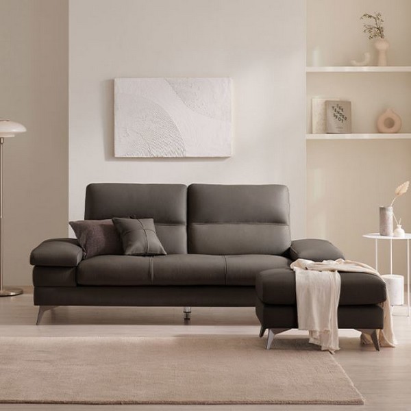 삼익가구 사이먼 천연통가죽 소파 3인용 (스툴포함)_이미지