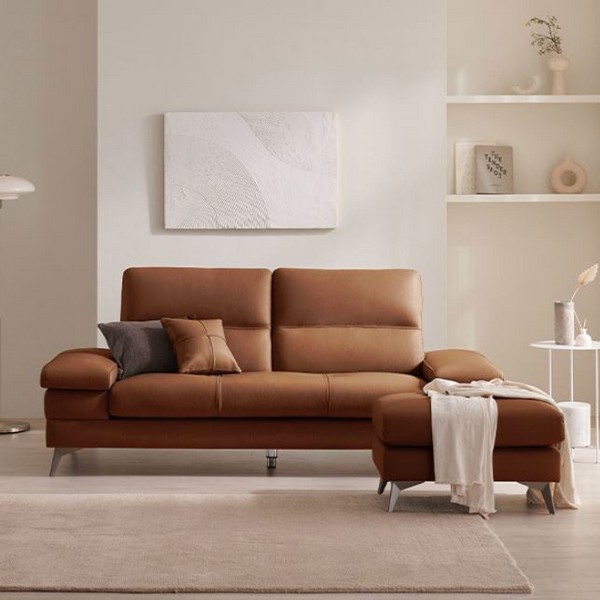 삼익가구 사이먼 천연통가죽 소파 3인용 (스툴포함)_이미지