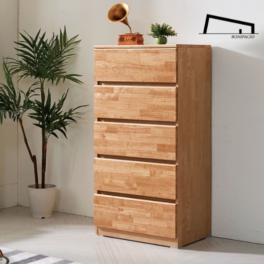 미르 고무나무원목 5단 서랍장 600