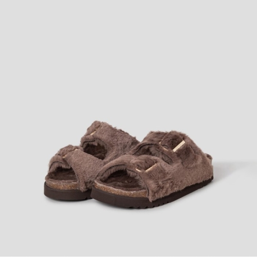 숄(Scholl) 여성 퍼 투스트랩 코르크 샌들_HH59K2C61C