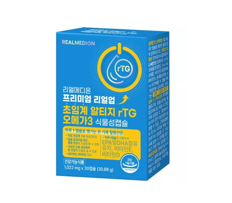 리얼메디온 프리미엄 리얼업 초임계 알티지 오메가3 식물성캡슐 30캡슐 (5개)