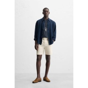 자라 플리츠 레귤러 핏 버뮤다 쇼츠 반바지 Oysterwhite 6786788251 545224