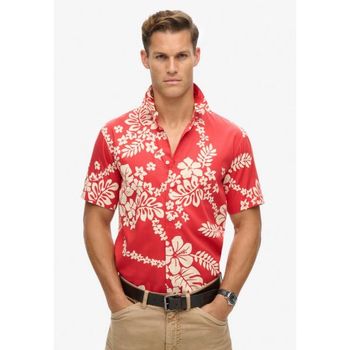 Co 슈퍼드리 앤드 코 하와이안 박스 핏 셔츠 서프 스쿨 레드 7518316