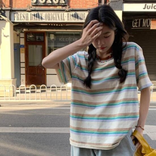 짝꿍닷컴 여성 스트라이프 반팔티 SLT-N11_이미지