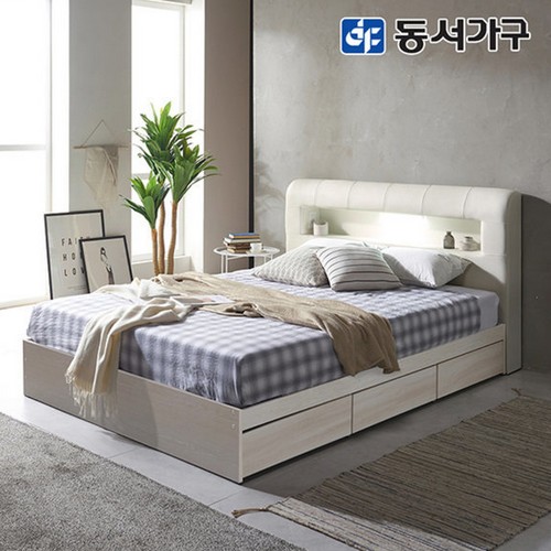 동서가구 피츠 밀라 수납 LED침대 SS (매트별도)