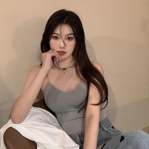 오노마 ONM 여성 골지면 일체형 캡 이너웨어 크롭 브라렛 끈 나시 S10386714