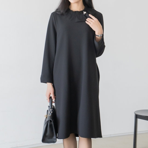 엄마옷 클래씨마담 격식프릴기모원피스 여성 데일리 -ZOP2511006