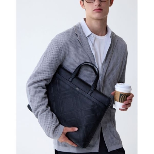 닥스 블랙 로고장식 가죽 서류가방_DBBA5F450BK_이미지