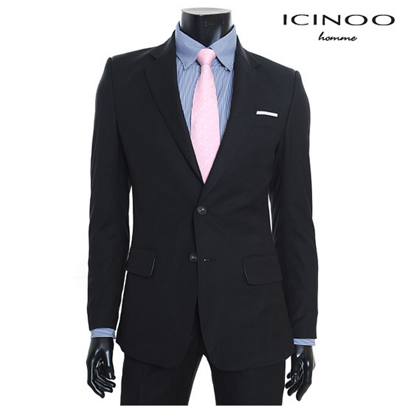 이신우옴므 블랙 솔리드 투버튼 정장자켓 HDB1J9307-BK