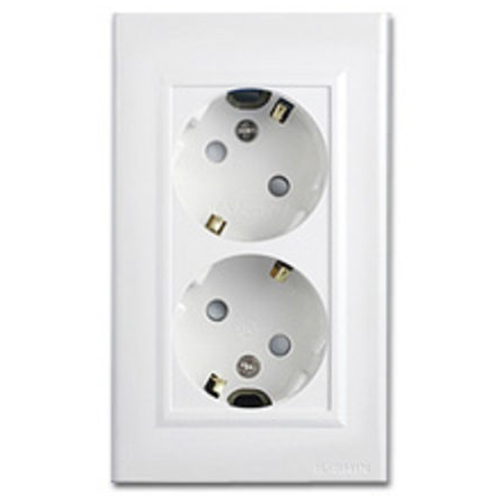 일신전기 둥근형 2구 매립콘센트 일반형 (1개)