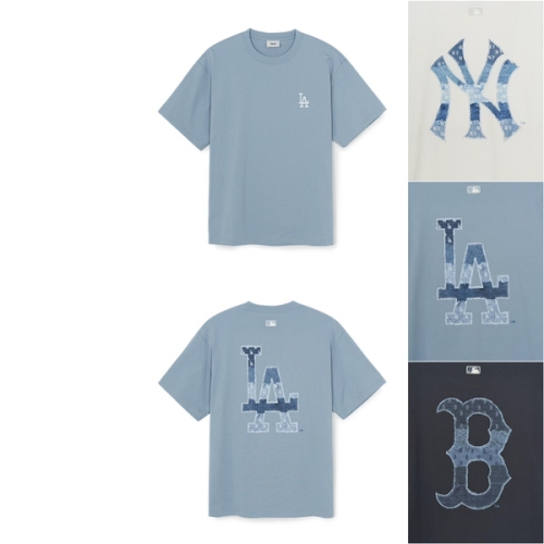 MLB 공용 빈티지 데님라이크 모노그램 빅럭스 오버핏 반팔 티셔츠 4 COLOR 3ATSM0663