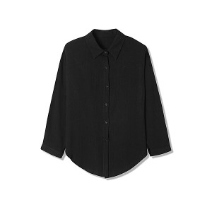 애드혹 여성 린넨 블렌디드 베이직 셔츠 BLACK HA7LS63_이미지