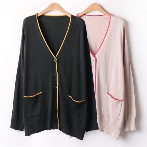 나야홍 여성의류 EB 테두리와이넥롱가디건 A925H010  빅사이즈_이미지