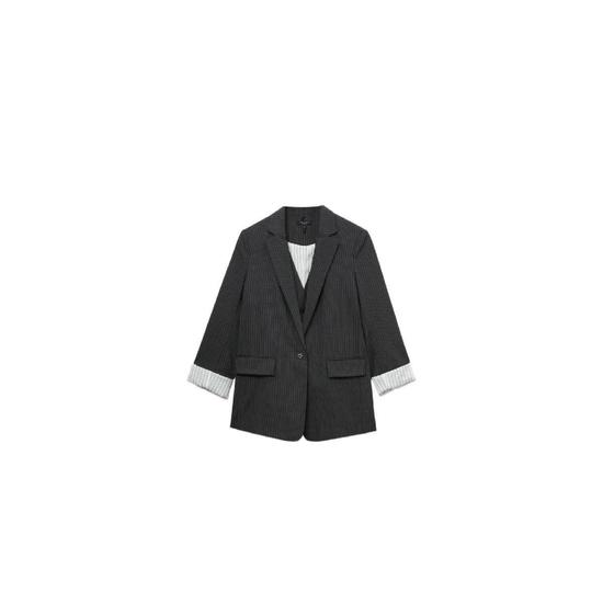 랙앤본 pinstripe three quarter sleeve blazer RA9X25H4MTA T