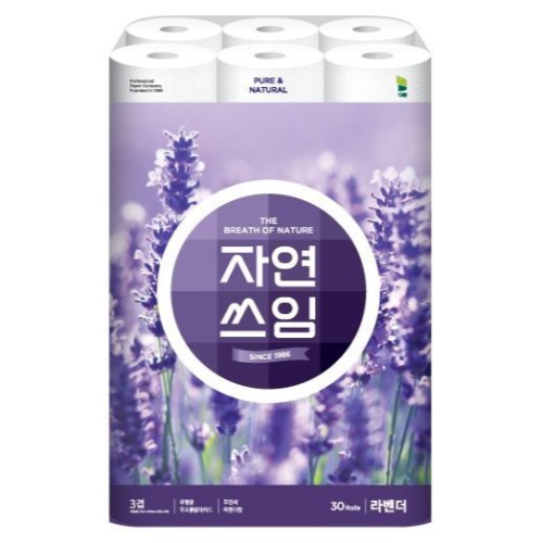 대왕제지 자연쓰임 라벤더 30m (30롤) (2팩)