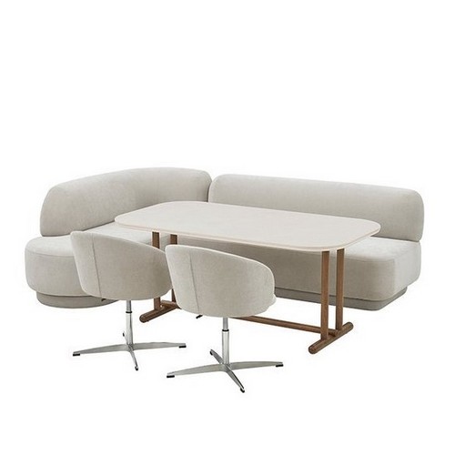 까사미아 알로 LDK 세라믹 식탁 1600 (기능형의자2개+벤치1개+코너벤치1개)_이미지